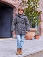 Romantische parka met capuchon voor meisjes marineblauw - thumbnail