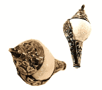 Rituele Schelp Witmetaal met Hanger - thumbnail