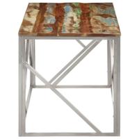 Salontafel roestvrij staal en gerecycled hout zilverkleurig - thumbnail