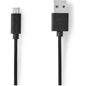 Nedis CCGL60500BK05 Usb-kabel Usb 2.0 Usb-a Male Usb Micro-b Male 10 W 480 Mbps Vernikkeld 0.50 M Rond Pvc Zwart Label