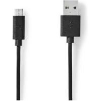 Nedis CCGL60500BK05 Usb-kabel Usb 2.0 Usb-a Male Usb Micro-b Male 10 W 480 Mbps Vernikkeld 0.50 M Rond Pvc Zwart Label - thumbnail