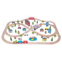 Bigjigs houten treinset stad en land, 101dlg. - thumbnail