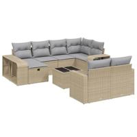 11-delige Tuinset met kussens poly rattan beige - thumbnail