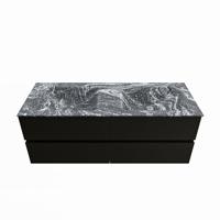 MONDIAZ VICA-DLUX 130cm badmeubel onderkast Urban 4 lades. Inbouw wastafel CLOUD dubbel 2 kraangaten, kleur Lava. - thumbnail