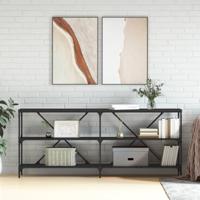 Wandtafel 180x30x75 cm bewerkt hout en ijzer zwart - thumbnail