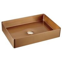 Waskom Sapho Aurum Vierkant 50 x 35 cm RVS Matt Rose Goud - thumbnail