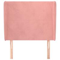 Hoofdbord met randen 203x23x118/128 cm fluweel roze - thumbnail