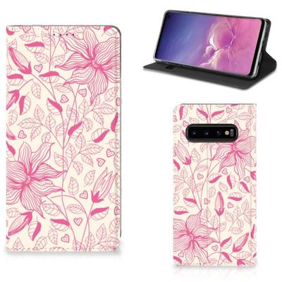 Samsung Galaxy S10 Smart Cover Pink Flowers Samsung Galaxy S10 Smart Cover Pink Flowers