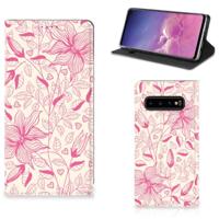 Samsung Galaxy S10 Smart Cover Pink Flowers - thumbnail