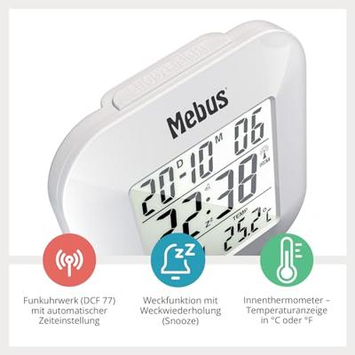 Mebus 51511 Wekker Zendergestuurd Wit