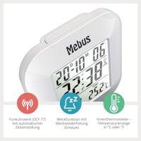 Mebus 51511 Wekker Zendergestuurd Wit - thumbnail