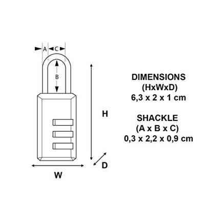 Masterlock 20mm - zinc body - nickel-plated steel shackle & dialing wheels - 3mm - 646EURD - thumbnail