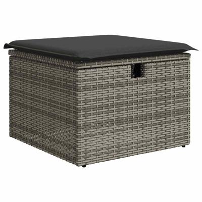 4-delige Loungeset met kussens poly rattan grijs - thumbnail