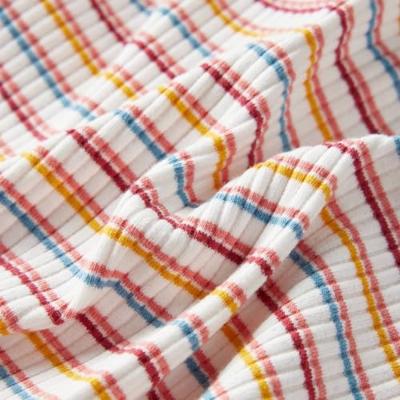 Kindershirt met lange mouwen en lage col 116 gestreept ecru