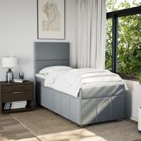 Boxspring met matras stof lichtgrijs 90x190 cm - thumbnail