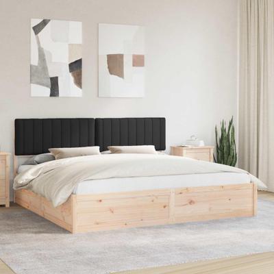 Bedframe met Gevoerd Hoofdgedeelte Zwart 200 x 200 cm