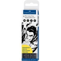 Faber Castell Tekenstift Pitt Artist Pen - Manga 4-delig etui - Black - thumbnail