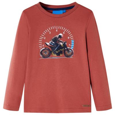 Kindershirt met lange mouwen motorprint 116 hennakleurig Kindershirt met lange mouwen motorprint 116 hennakleurig