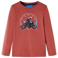 Kindershirt met lange mouwen motorprint 116 hennakleurig - thumbnail