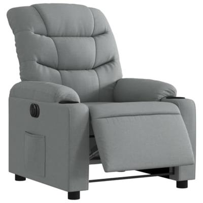Fauteuil elektrisch verstelbaar stof lichtgrijs