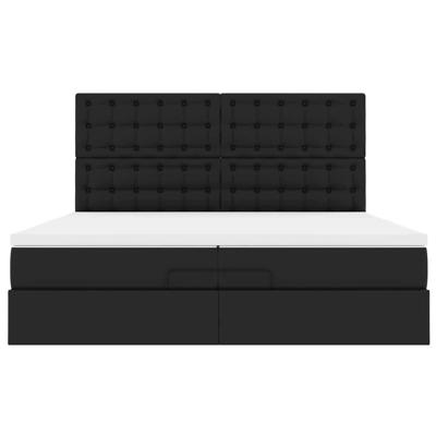 Ottoman bed met matrassen 200x200cm kunstleer zwart