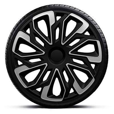 AutoStyle wieldoppen Estoril 13 inch ABS zwart/zilver set van 4 AutoStyle wieldoppen Estoril 13 inch ABS zwart/zilver set van 4
