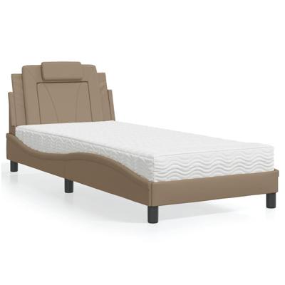 Bed met matras kunstleer cappuccinokleurig 90x200 cm