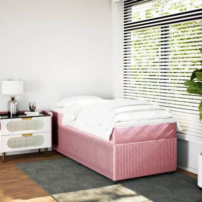 Boxspring met matras fluweel roze 100x200 cm