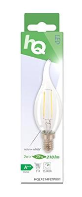 HQ HQLFE14FLTP001 Led Retro Filament Lamp E14 Gebogen Kaars 2 W 210 Lm 2700 K