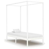 Hemelbedframe massief grenenhout wit 100x200 cm - thumbnail