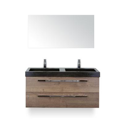 Seville Badmeubelset 120 cm - 2 laden Tabacco - Wastafel Lucca Dubbel - met Spiegel