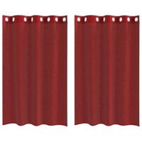 Gordijnen voile met doorvoertules 2 st wijnrood - thumbnail