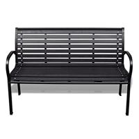 VidaXL Tuinbank 125 cm staal en hkc zwart - thumbnail