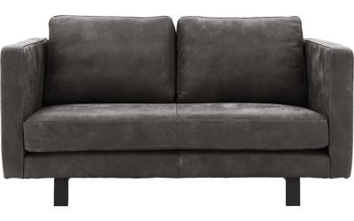 Goossens Excellent Bank Nuance donkerbruin, leer, 2,5-zits, urban industrieel