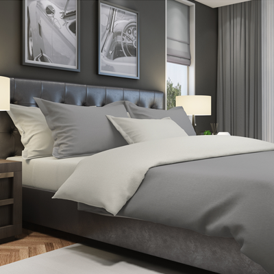 The One Dekbedovertrek Classic Dark Grey / Light Grey-200x220cm