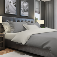The One Dekbedovertrek Classic Dark Grey / Light Grey-200x220cm - thumbnail