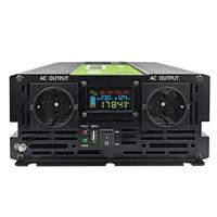 Green Cell Przetwornica napicia PowerInverter LCD 12 V 2000W/40000W Przetwornica samochodowa z wywietlaczem - czysty sinus netvoeding & inverter Auto Zwart - thumbnail