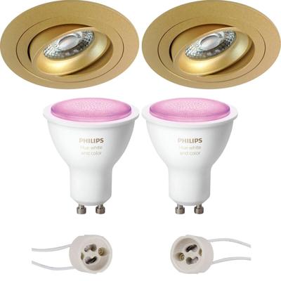 Philips Hue LED Inbouwspot Rond Mat Goud Ø92mm Kantelbaar GU10