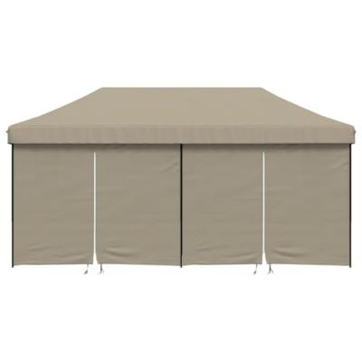 Partytent 2,95 x 5,8 meter inklapbaar pop-up met 4 zijwanden taupe