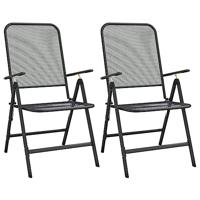 Tuinstoelen inklapbaar 2 st metaalgaas antracietkleurig - thumbnail