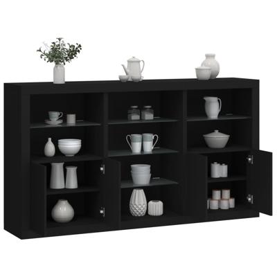Dressoir met LED-verlichting 181,5x37x100 cm zwart