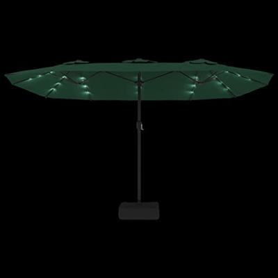 VidaXL Parasol dubbel dak met led 449x245 cm groen