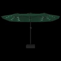 VidaXL Parasol dubbel dak met led 449x245 cm groen - thumbnail