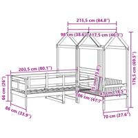 Kinderbed met huisje en bankje massief grenenhout wit 80x200 cm - thumbnail