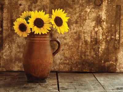 Zonnebloemen vaas 70x50cm Tuinschilderij Customize-it - Customize it