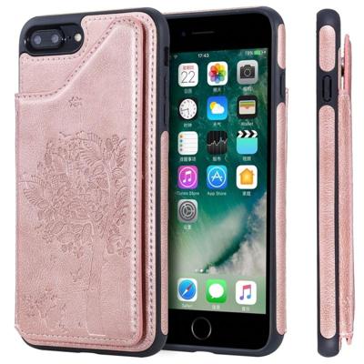 iPhone 7 Plus & 8 Plus Kat en boom patroon TPU + PU leren back cover Hoesje met foto frame en opbergruimte voor pinpassen (roze goudkleurig) iPhone 7 Plus & 8 Plus Kat en boom patroon TPU + PU leren back cover Hoesje met foto frame en opbergruimte voor pinpassen (roze goudkleurig)