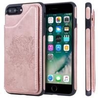 iPhone 7 Plus & 8 Plus Kat en boom patroon TPU + PU leren back cover Hoesje met foto frame en opbergruimte voor pinpassen (roze goudkleurig) - thumbnail