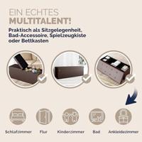 Opvouwbare Zitbank met opbergruimte en deksel - 115cm - Bruin - thumbnail