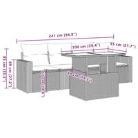 5-delige Loungeset met kussens poly rattan zwart - thumbnail