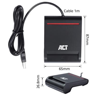 ACT externe usb 2.0 smartcard eid kaartlezer, zwart - thumbnail